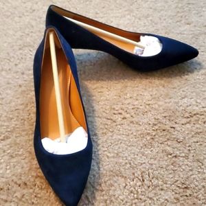 Navy blue suede heel J. Crew